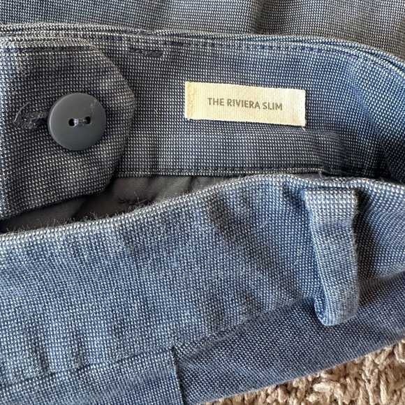 LOFT The Riviera Slim Blue Textured Cropped Work Pants Size 00 Petite - Picture 6 of 7